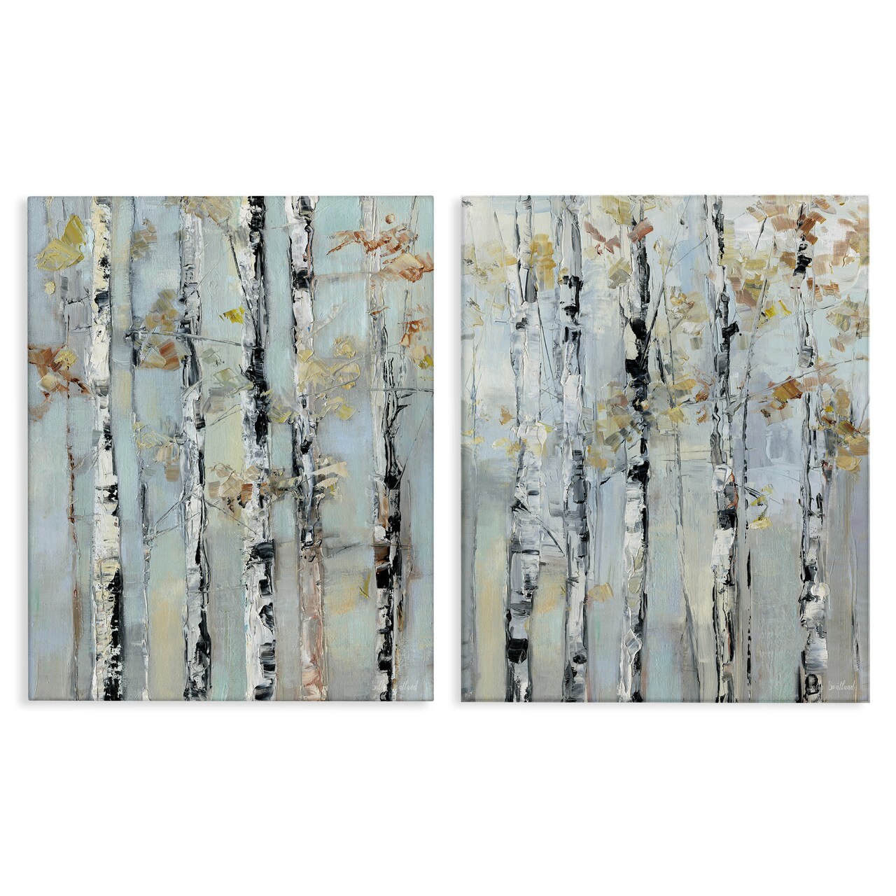 Stupell Industries Autumnal Birch Trees 2pc Canvas Set By Sally Swatland
